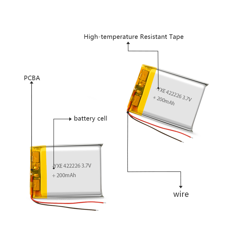 3.7 V Li-ion Battery 422226-200mah